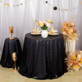 Lofaris Black Glitter Sequin Party Banquet Round Table Cover